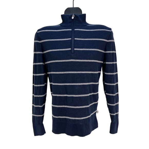 Rule 18 Bobby Jones Peruvian Pima Cotton Stripe Quarter Zip Pullover Knit - Picture 1 of 6